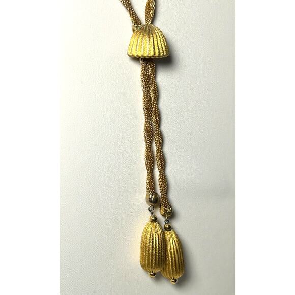 Hobe Gold Brushed Metal and Mesh Necklace Earrings Demi Parure RARE 1950-1960s - Picture 8 of 10